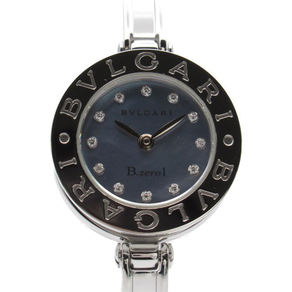 BVLGARI B-zero 1 Diamond Women's Wrist Watch BZ22S, Quartz, Stainless Steel with Leather Strap, Used BZ22S