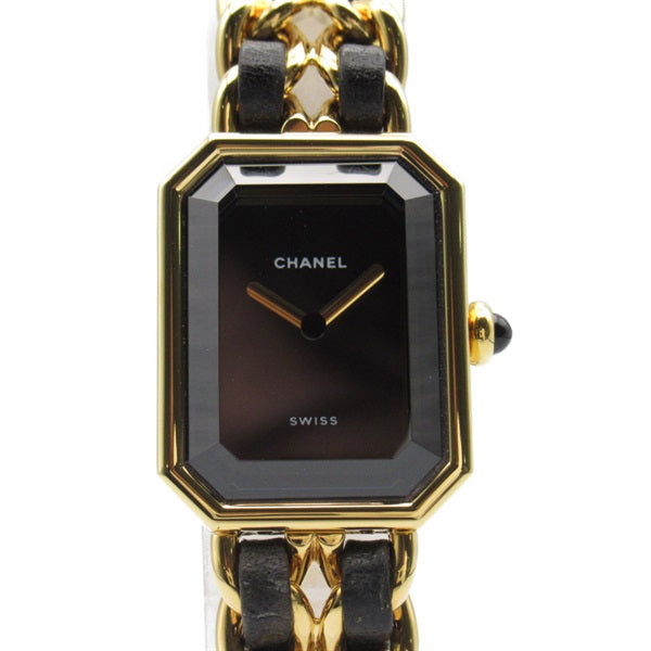 CHANEL Premiere L Women's Wrist Watch H0001, Quartz, Gold Plated with Leather Strap, Used - CC Design H0001