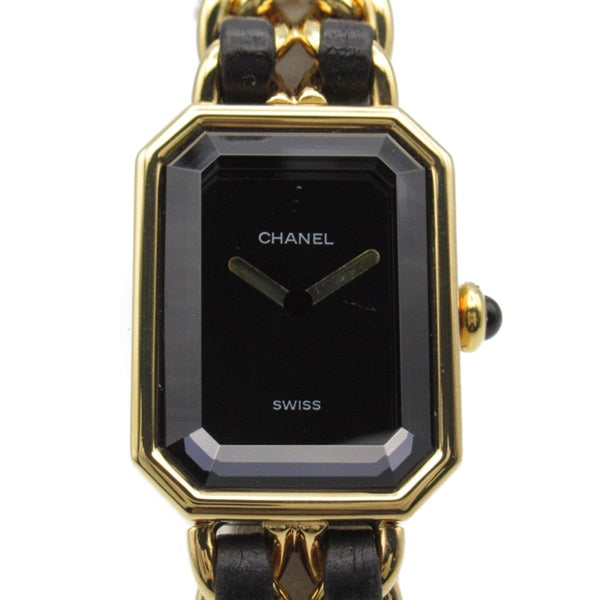 Women's Gold-Plated CHANEL Premiere M H0001 Quartz Wrist Watch with Leather Belt H0001