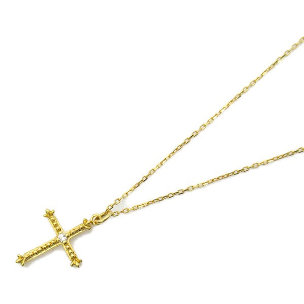 AHKAH K18 Yellow Gold & Diamond Cross Pendant Necklace for Women