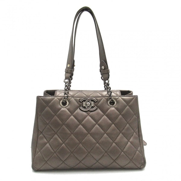CC Quilted Leather  Chain Tote Bag