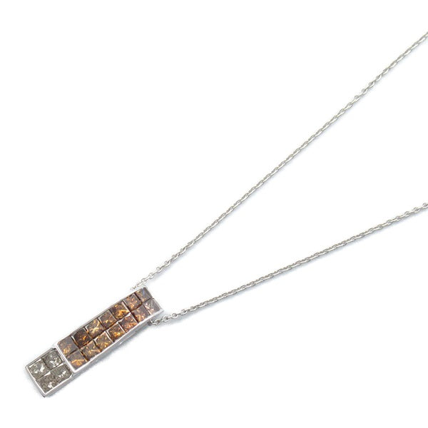 NINA RICCI Necklace Pendant in 18K White Gold with Brown Diamonds, 5.6g Weight for Women ﾌﾞﾗｳﾝﾀﾞｲﾔ 5.6g