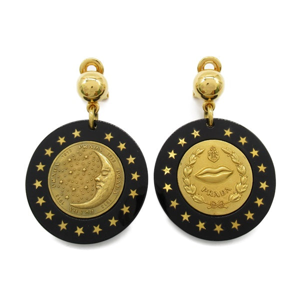 Moon & Lips Medallion Earrings