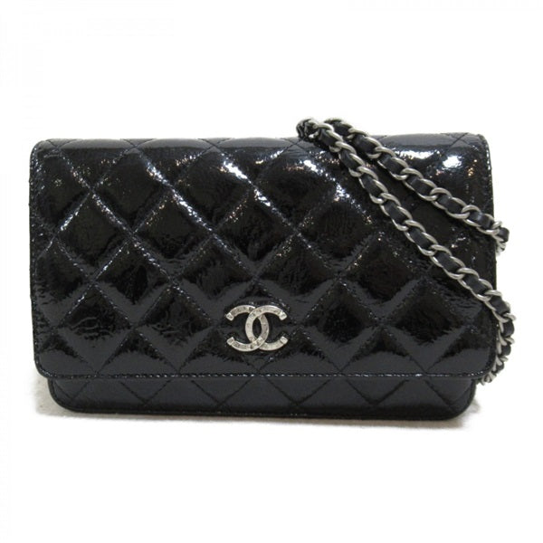 CC Quilted Patent Leather Flap Bag