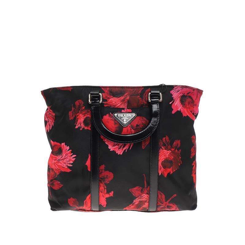 Floral Print Nylon Tote Bag