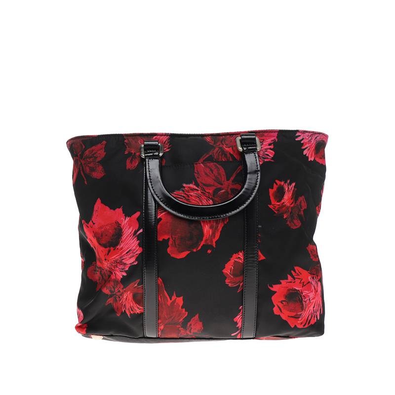Floral Print Nylon Tote Bag