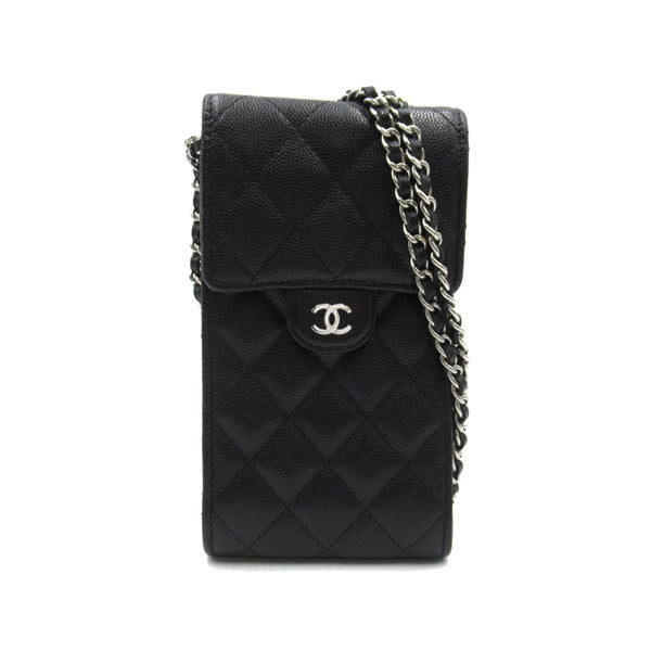 CC Quilted Caviar Phone Holder Crossbody Bag