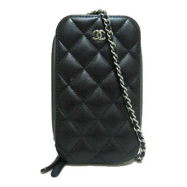 Quilted Caviar Crossbody Phone Holder
