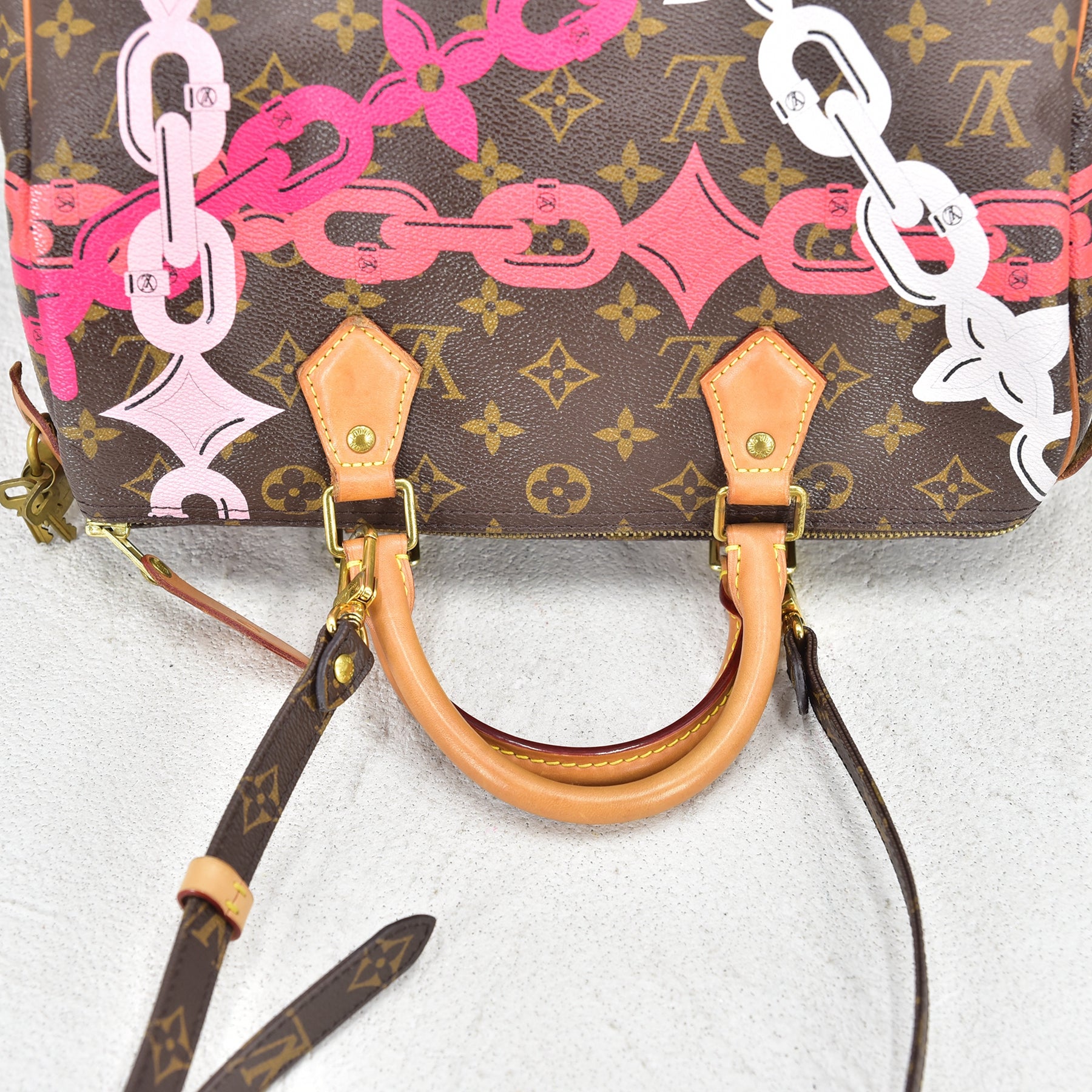 Louis Vuitton Limited Edition Chain Flower Speedy 30 at 1stDibs