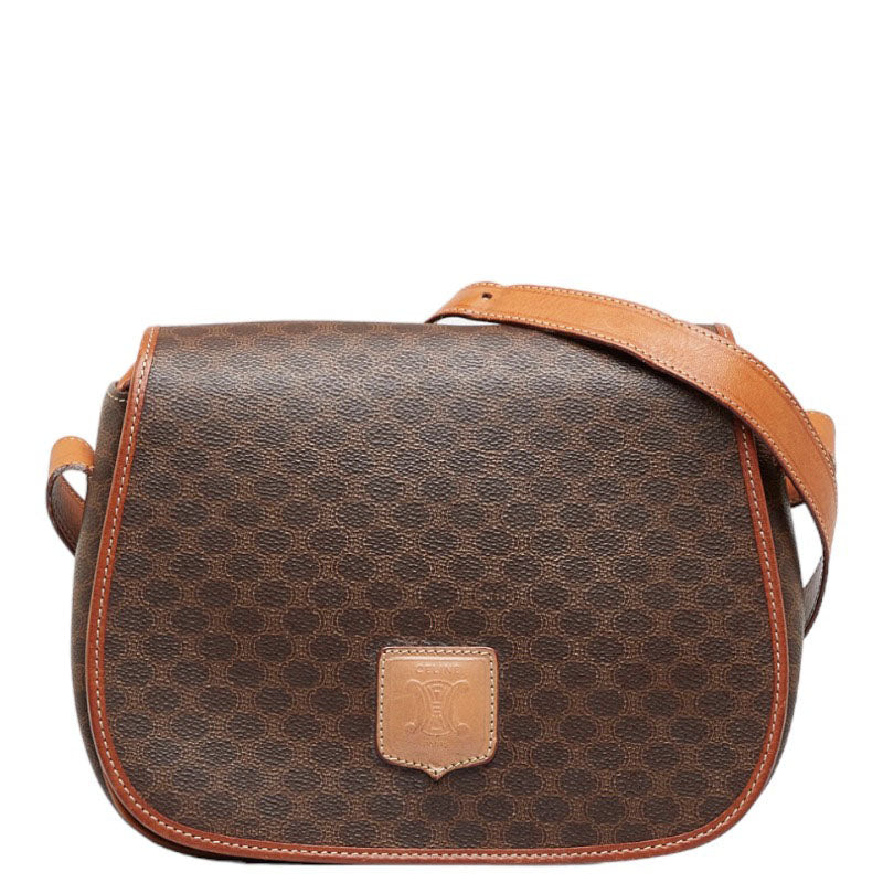CELINE Macadam Backpack Hand Bag M14 Purse Brown PVC Leather