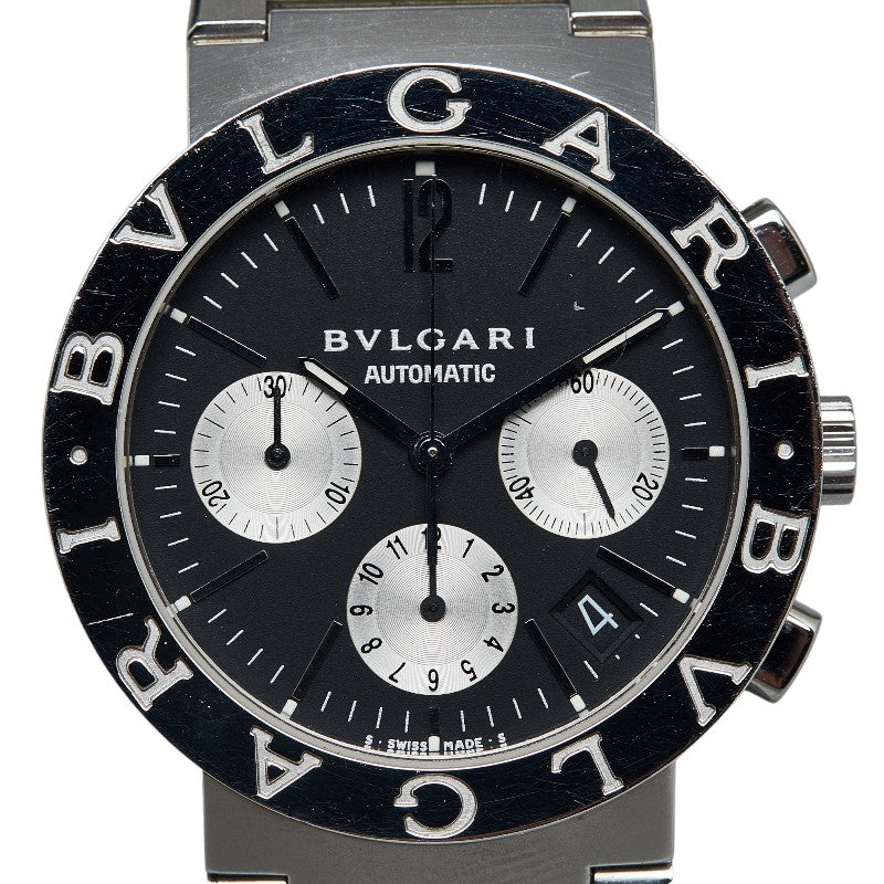 Bvlgari BB38SSCH Chronograph Small Second Silver Stainless Steel Men's Wristwatch with Automatic Black Dial  BB38SSCH