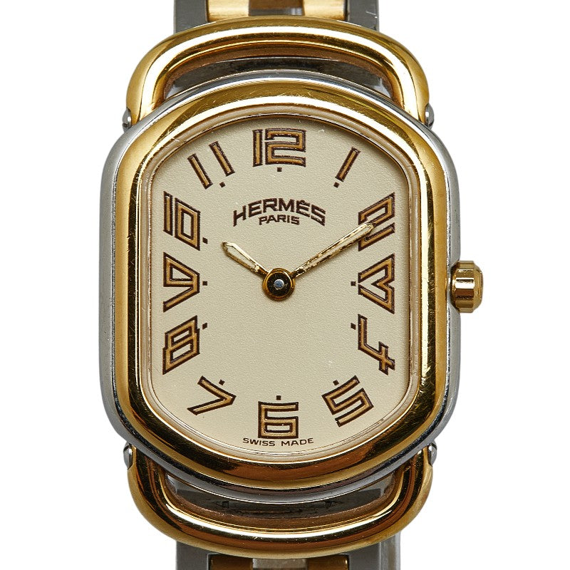 Hermes Rally RA1.240 Ladies' Stainless Steel Plated Quartz Watch with Gold Dial (Pre-owned) RA1.240