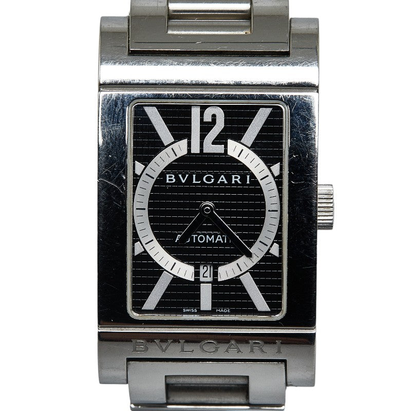 Bulgari Retangolo RT45S Men's Automatic Watch in Silver Stainless Steel with Black Dial  RT45S