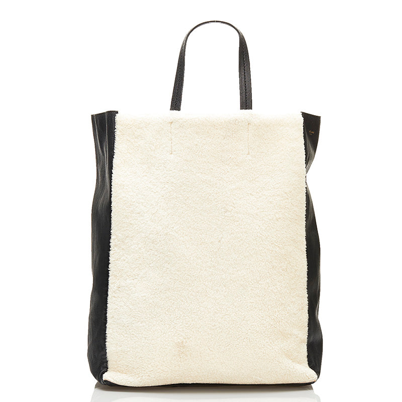 Vertical Shearling Gusset Tote