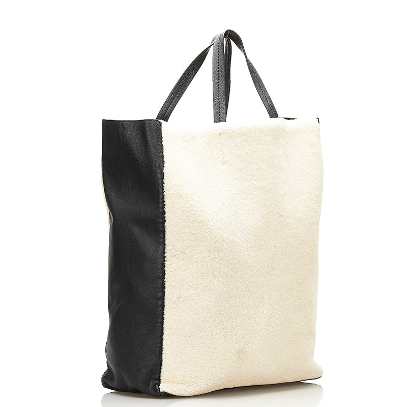 Vertical Shearling Gusset Tote