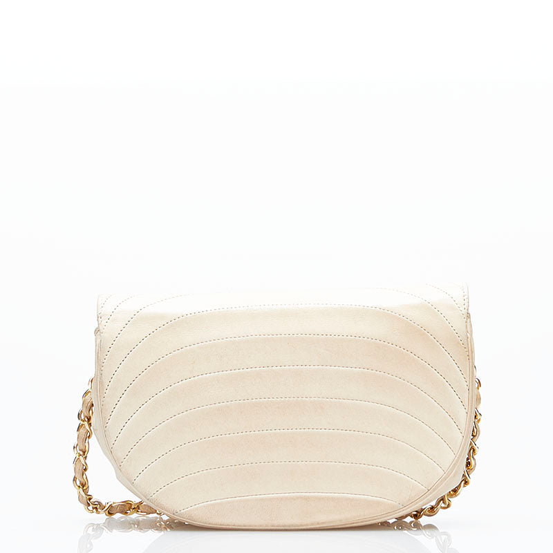 CC Leather Half Moon Flap Bag