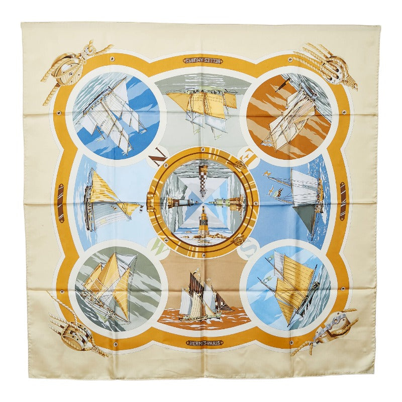 Hermes Carre 90 Belles Amures Silk Scarf  Canvas Scarf in Good condition