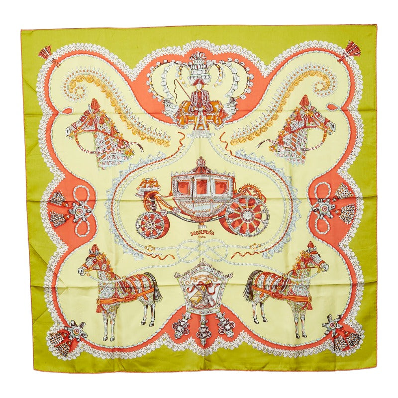 Hermes Carre 90 Paperoles Silk Scarf  Canvas Scarf in Good condition
