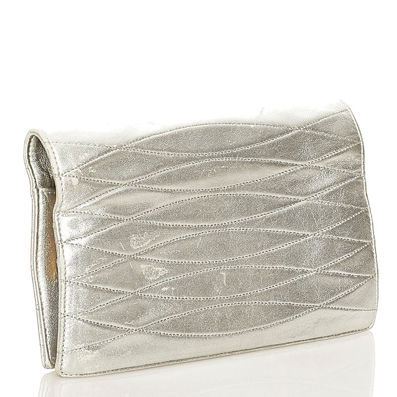 Metallic Leather Clutch Bag