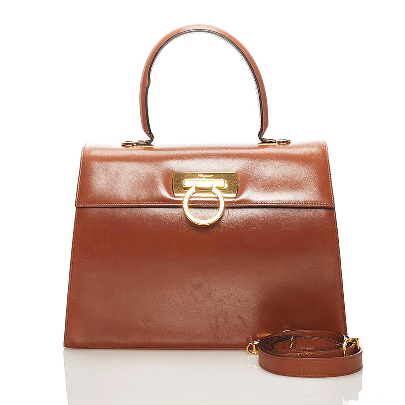 Gancini Leather Satchel O212181