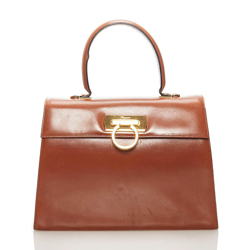 Gancini Leather Satchel O212181