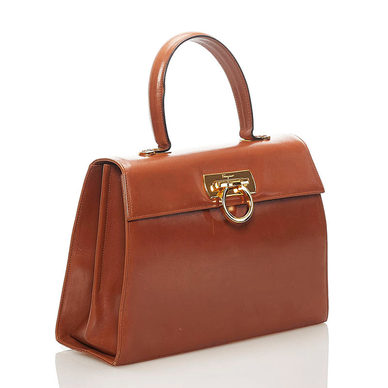 Gancini Leather Satchel O212181