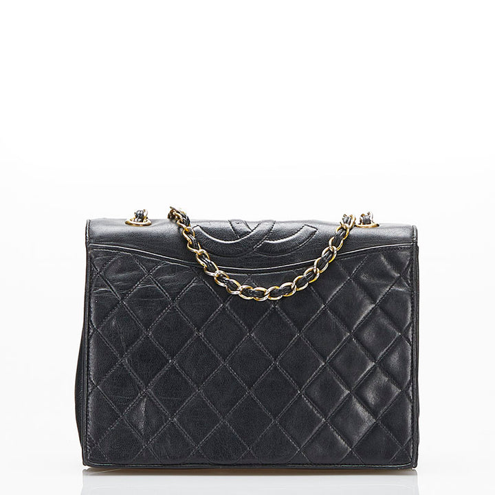 Quilted Leather Full Flap Shoulder Bag