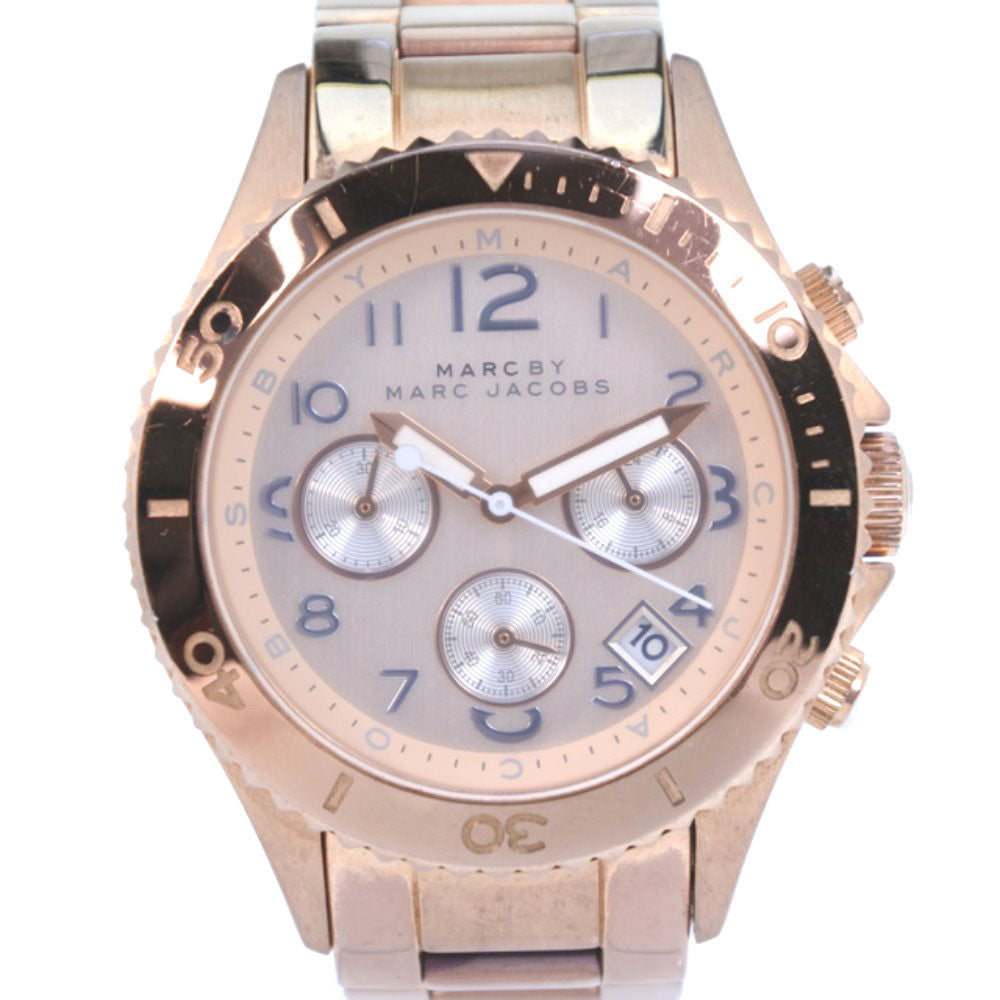 Marc by Marc Jacobs Gold Plated Unisex Wristwatch with Pink-gold Chronograph Dial - Used MBM3156