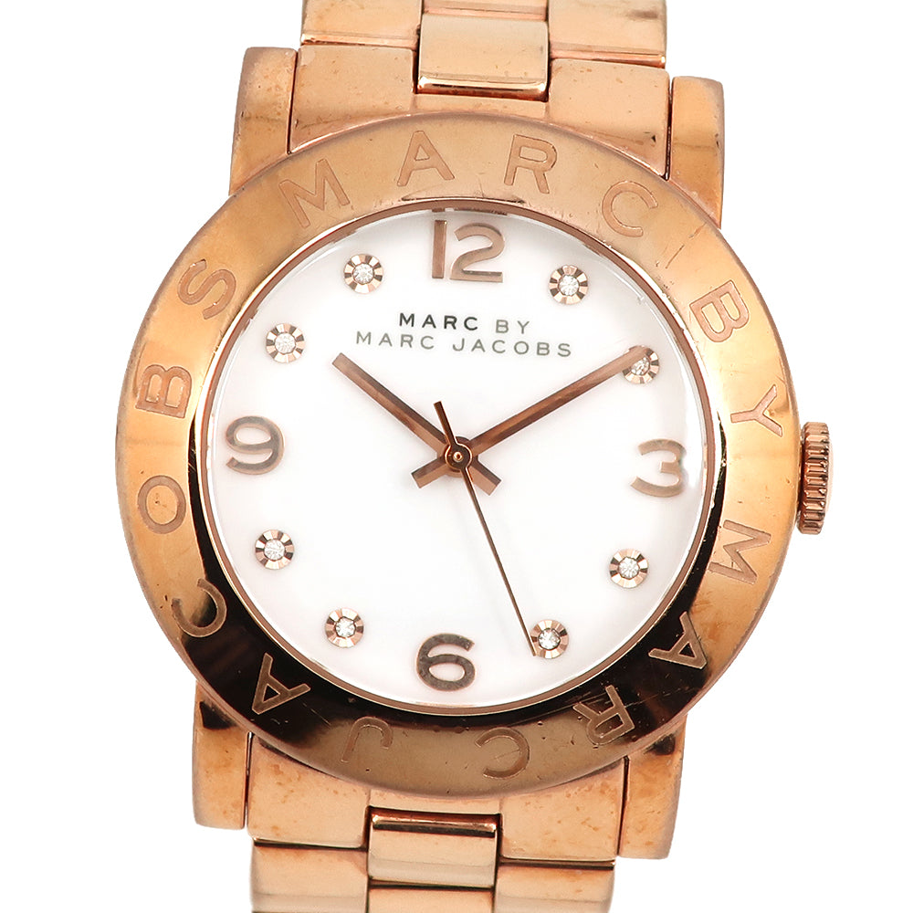 Marc Jacobs Women's Stainless Steel Wristwatch with Gold Quarts and White Dial - Used MBM3077