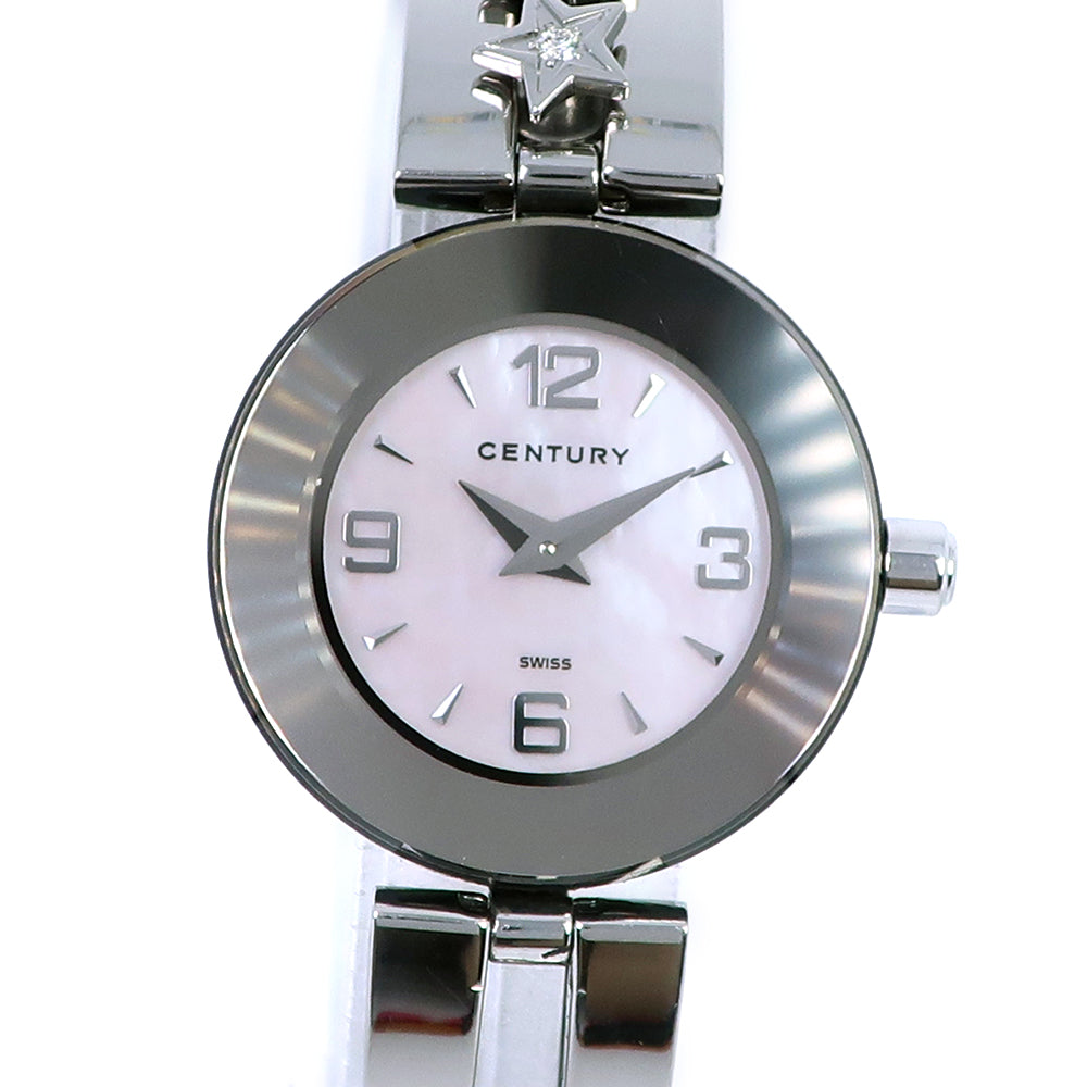 Century Time Gem Stainless Steel Shell Quartz Ladies Watch with Pink Shell Dial (Pre-Owned)