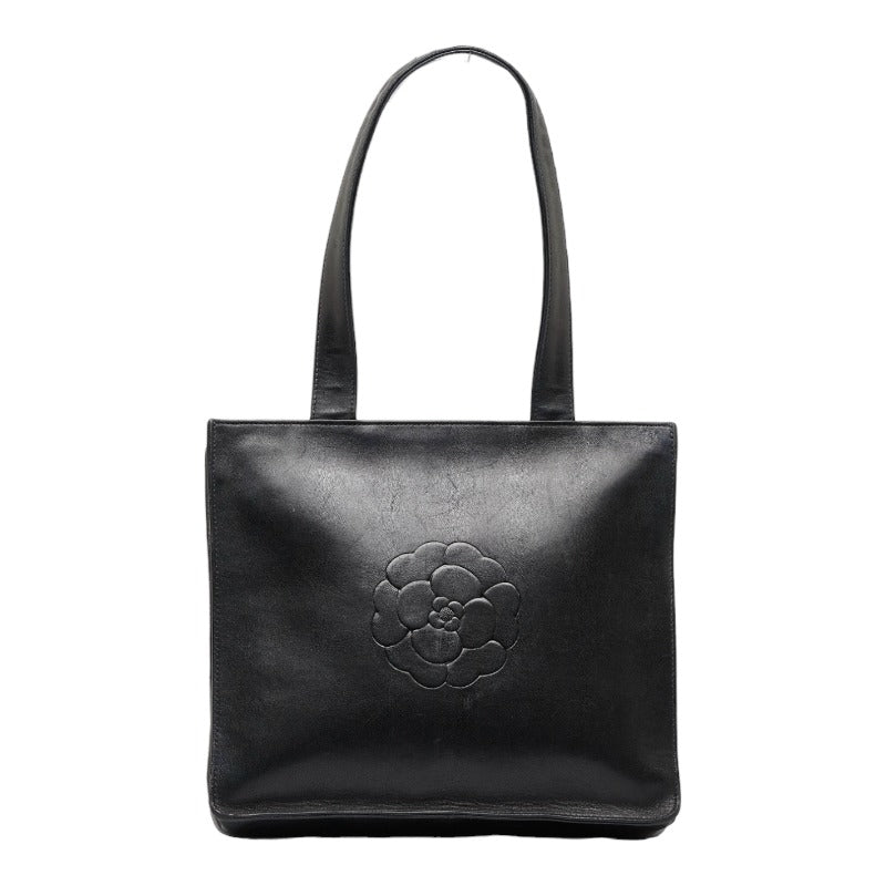Leather Camellia Tote Bag