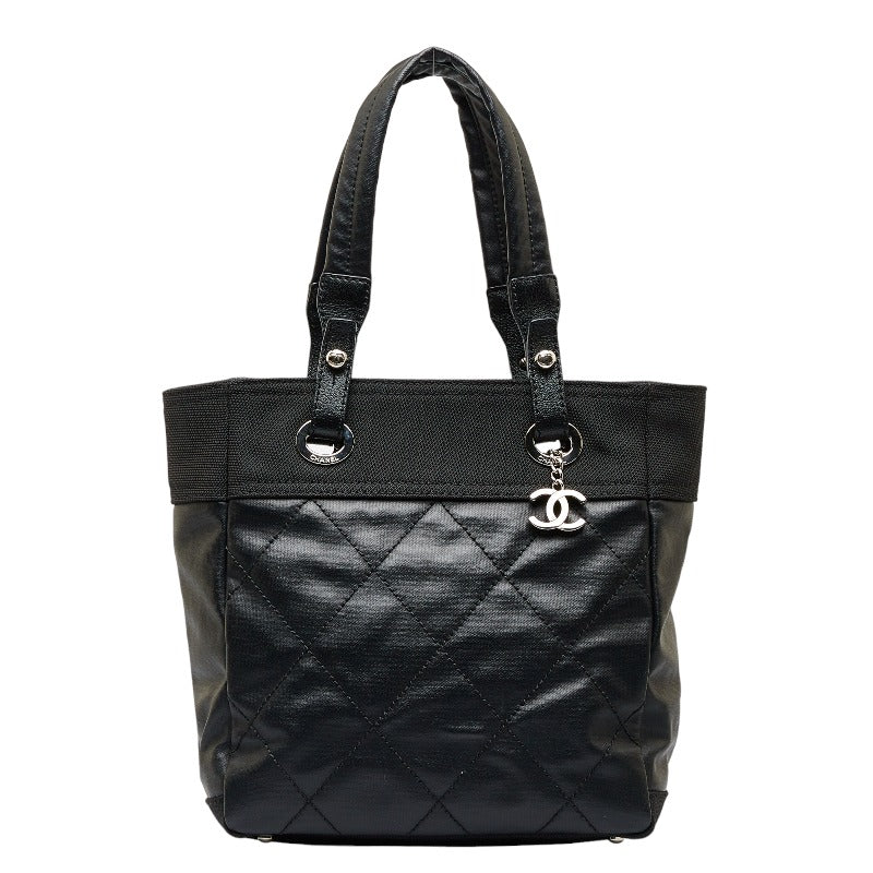 chanel black canvas tote large