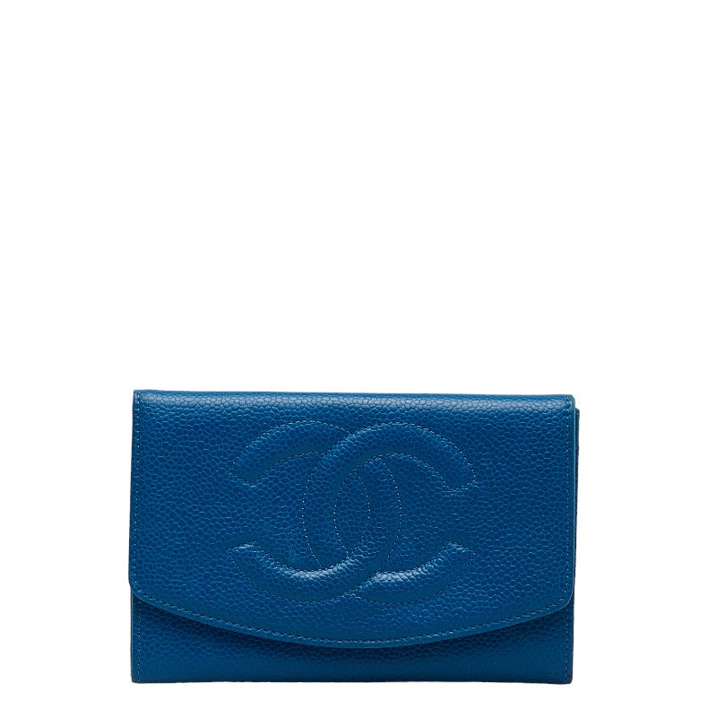 CC Caviar Flap Wallet