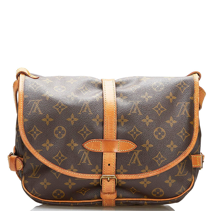 Louis Vuitton, Bags, Authentic Louis Vuitton Shoulder Bag M42256 Brown  Monogram Saumur From Japan