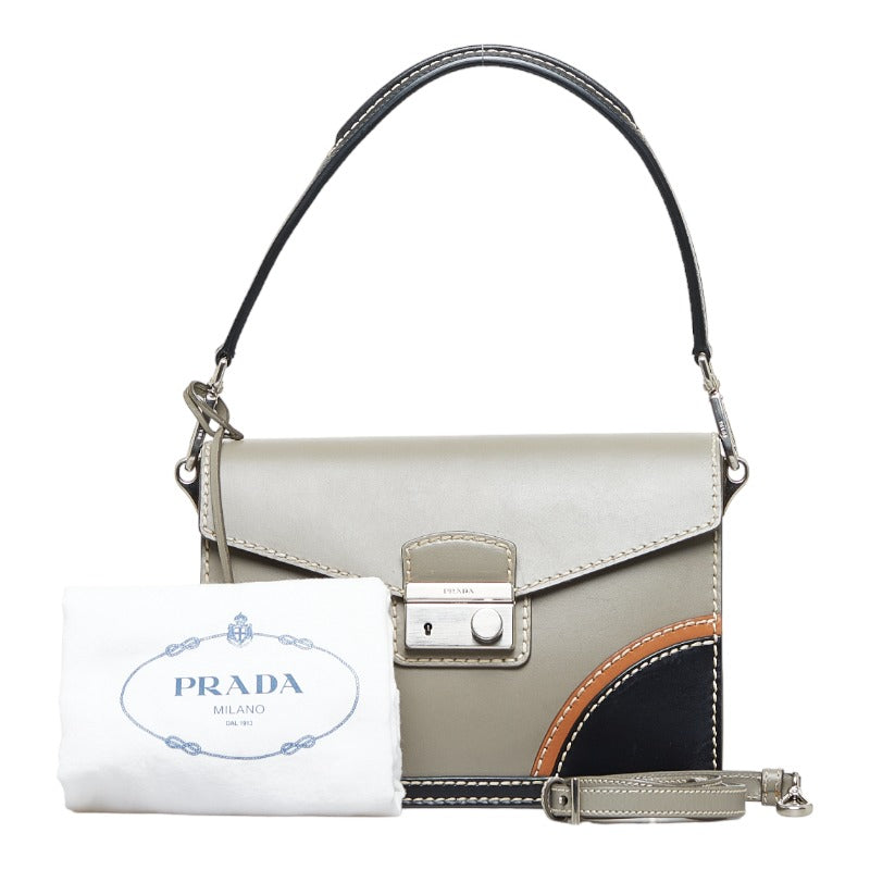 Prada Vitello Sound Lock Handbag Leather Handbag in Good condition