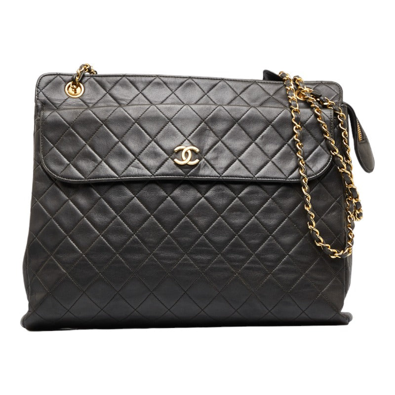 Chanel CC Quilted Leather Chain Shoulder Bag Leather Tote Bag in Good condition