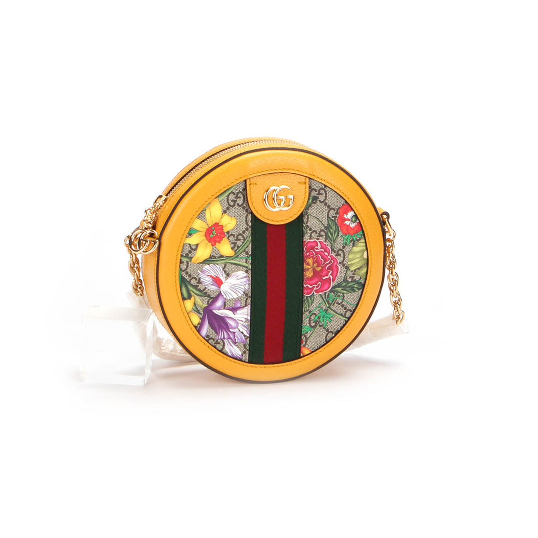 GG Supreme Flora Web Mini Ophidia Round Crossbody Bag 550618