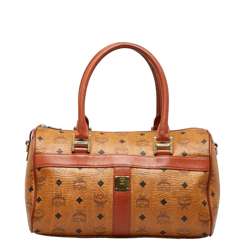 MCM Visetos Mini Boston Bag Canvas Handbag in Good condition