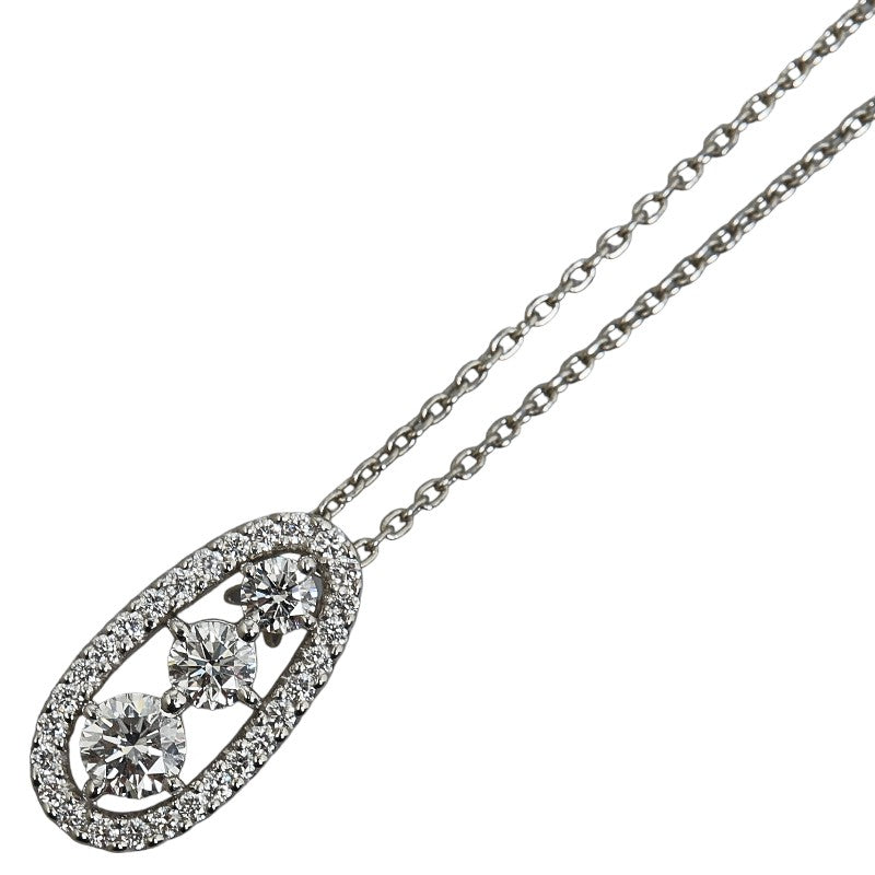 Monickendam Silver Necklace with PT900 Platinum, PT850 Platinum, 0.88ct Diamond, and Sapphire (Ladies' Used)