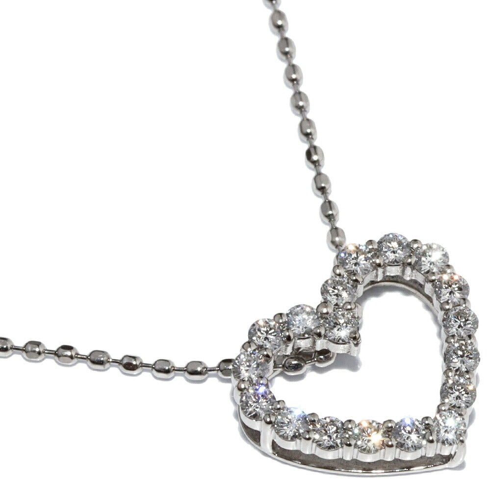 K10WG Diamond 0.25ct Open Heart Pendant Necklace