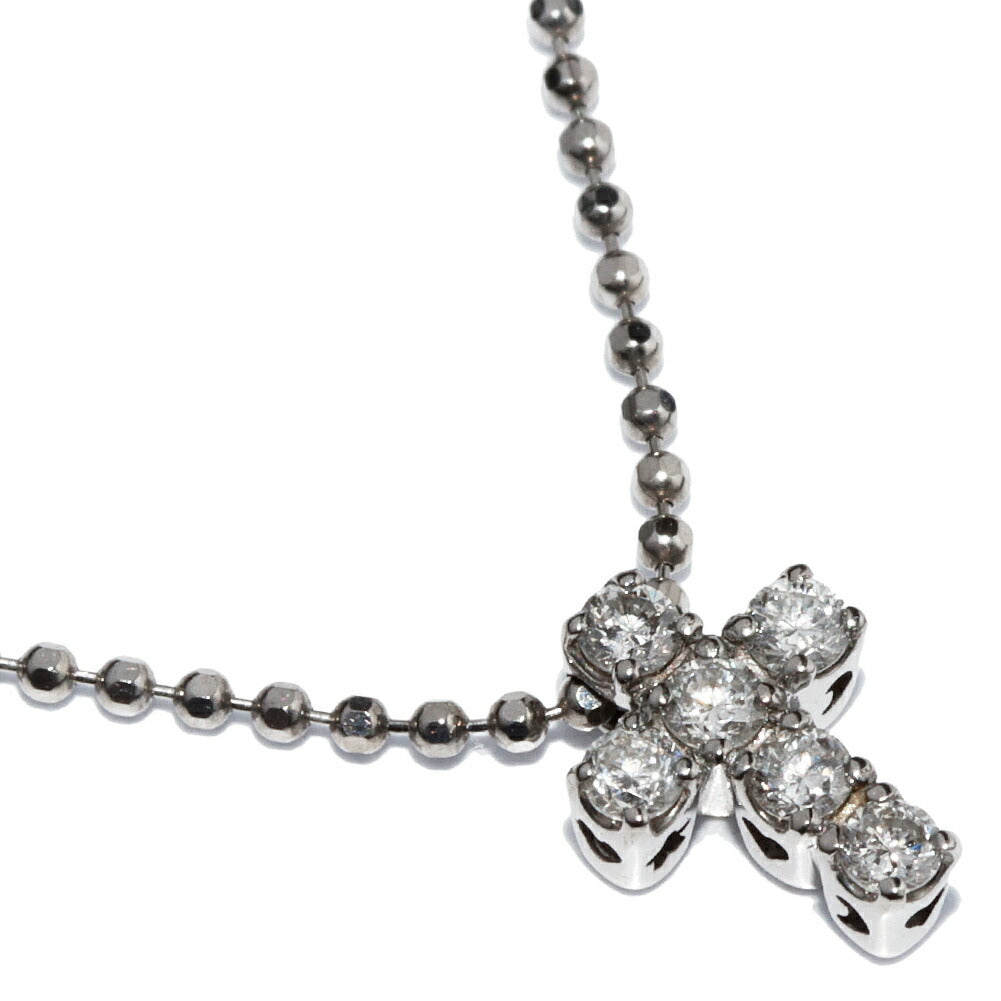 Ponte Vecchio K18WG Diamond 0.12ct Cross Pendant Necklace