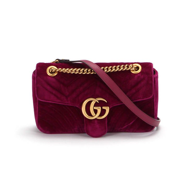 Small GG Marmont Velvet Shoulder Bag 443497