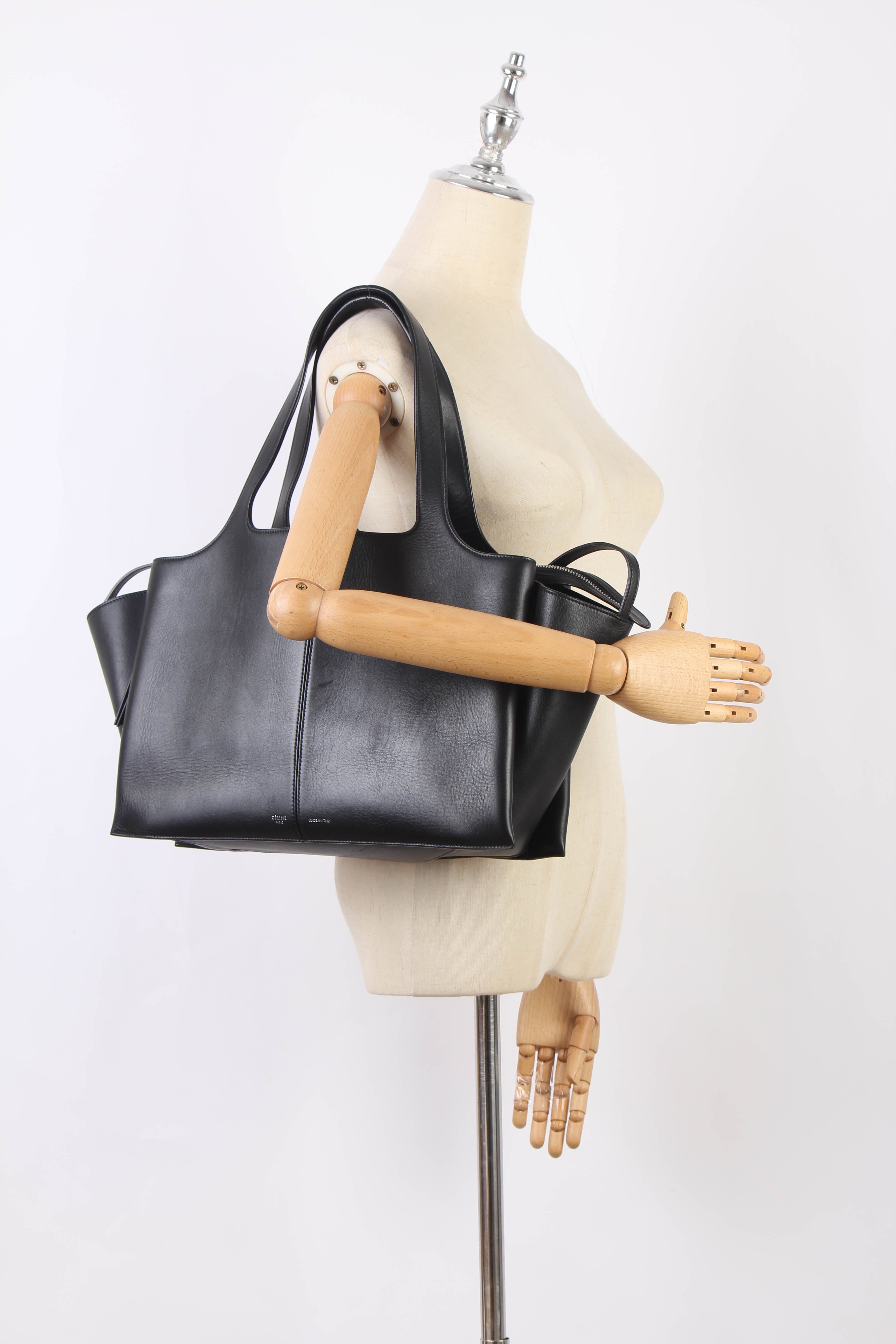 Small Tri-Fold Leather Tote Bag