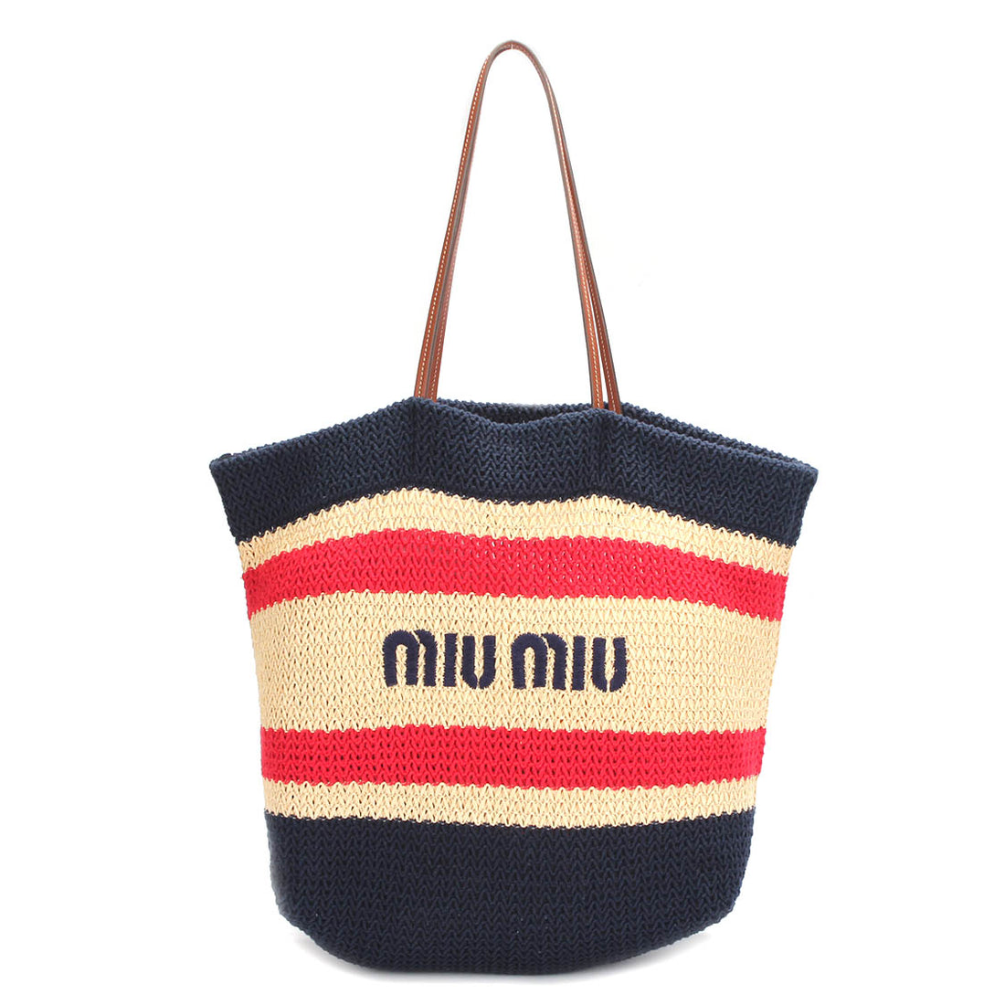 Raffia and Cotton Logo Tote Bag