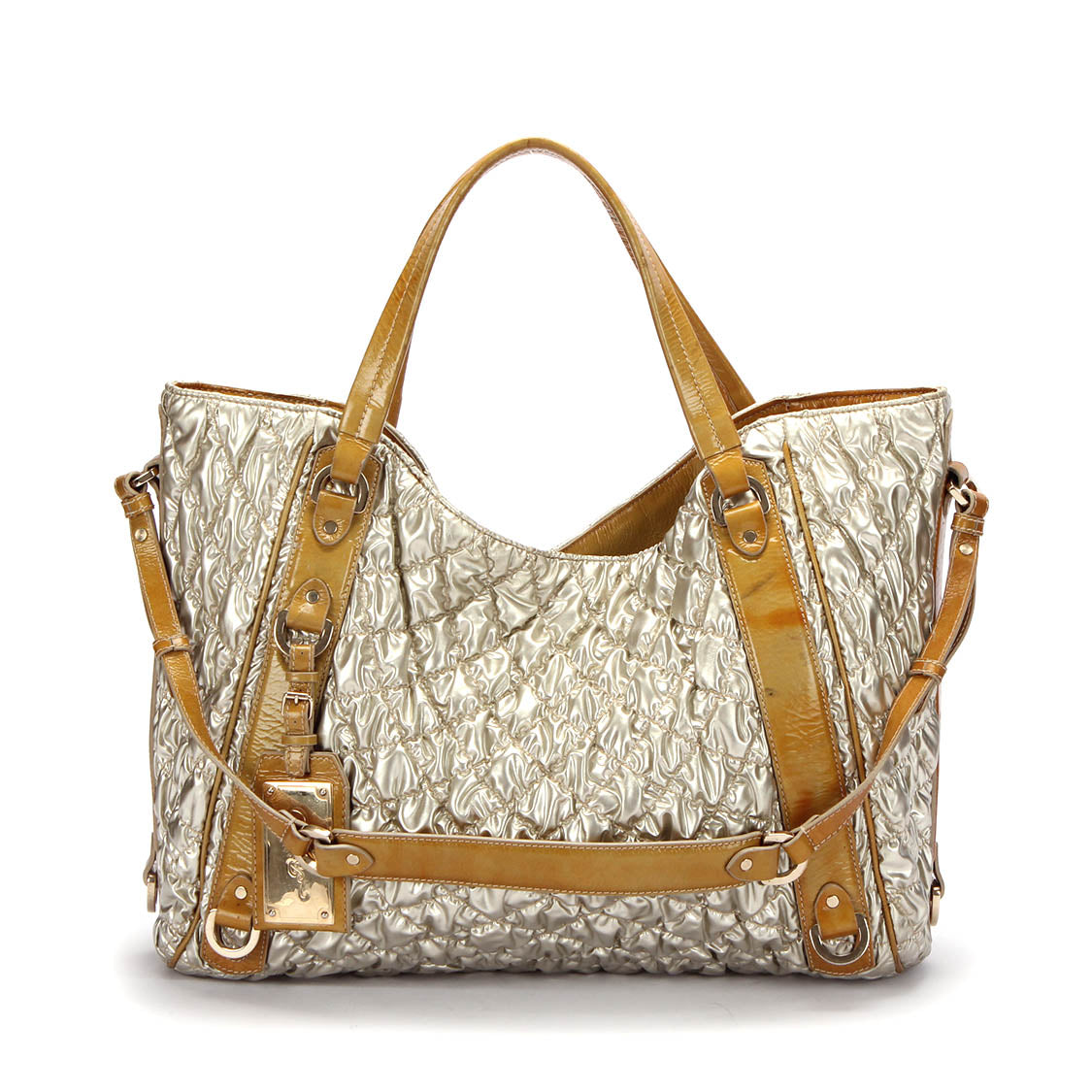 Metallic Quilted Leather Tote Bag