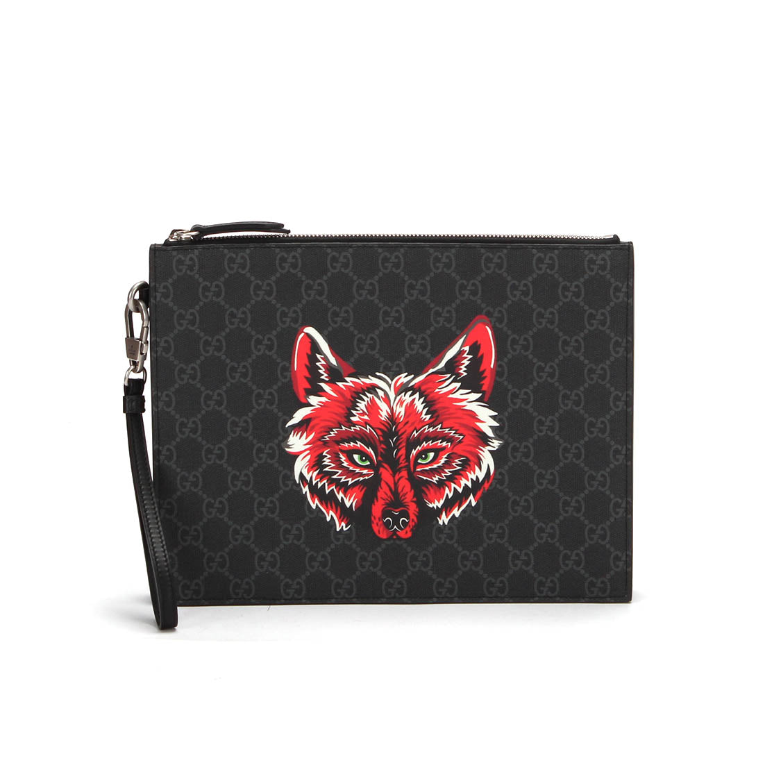 GG Supreme Coated Canvas Wolf Clutch Bag 547084