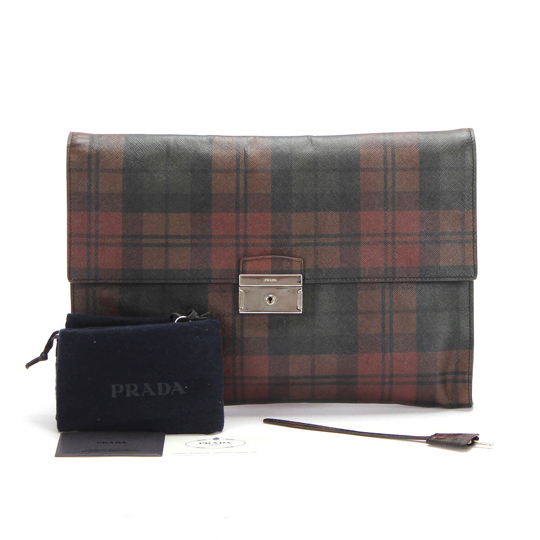 Saffiano Plaid Clutch Bag