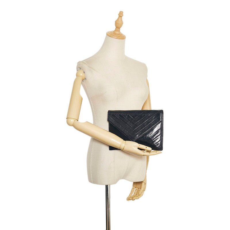 V Quilted Leather Clutch