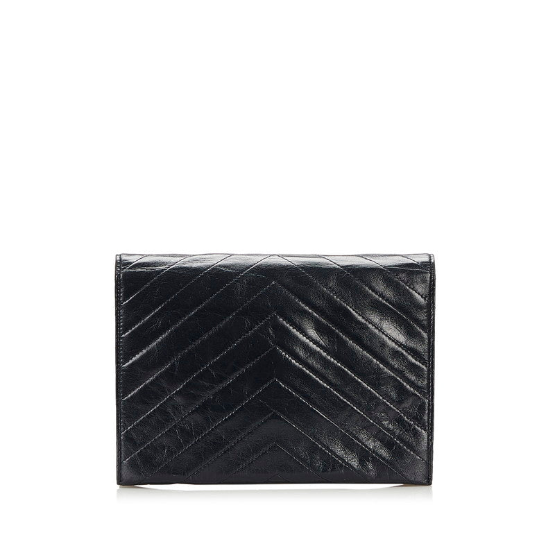 V Quilted Leather Clutch