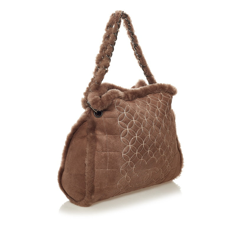 Suede Shearling CC Tote Bag